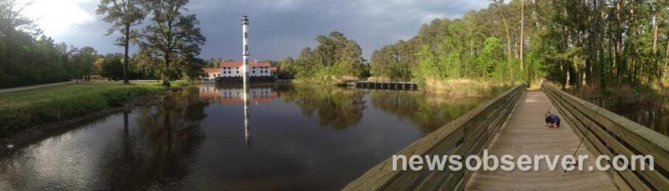 Russ Swindell of Raleigh took this photo of Mattamuskeet Lodge from the wooden bridge over the outfall canal in 2016. Swindell used the panoramic setting on an iPhone.