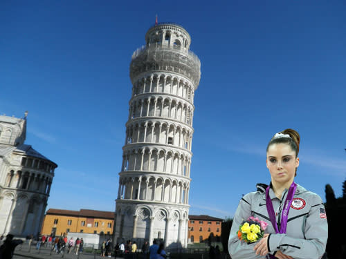 McKayla Maroney is not impressed with the Leaning Tower of Pisa.