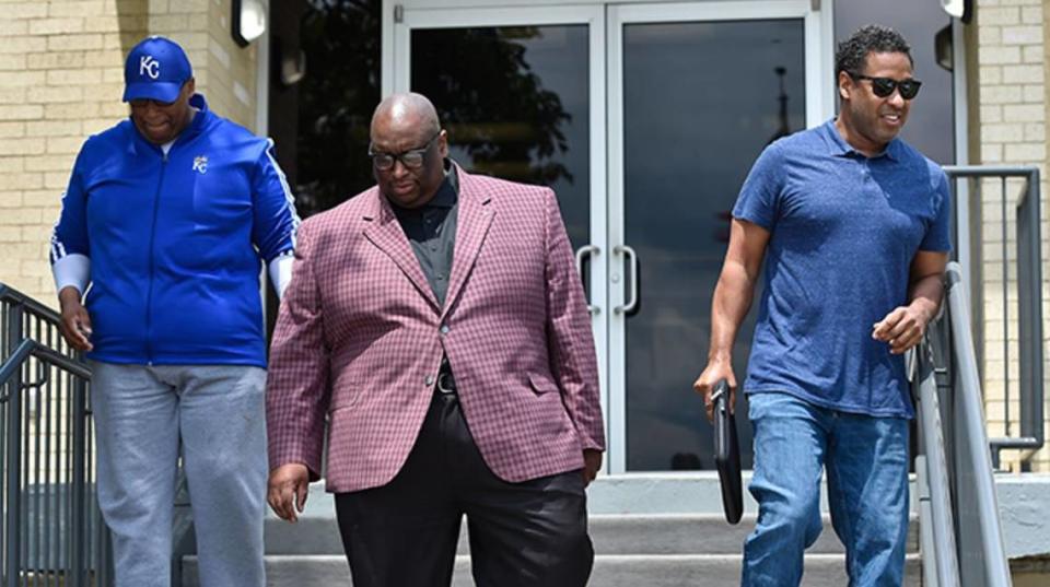 Kansas City faith leaders, including Darron Edwards of United Believers Community Church, the Rev. Emanuel Cleaver III, senior pastor of St. James United Methodist Church and Ronald Lindsay of Concord Fortress of Hope Church, met with Missouri State Highway Patrol officials at the patrol’s regional headquarters in Lee’s Summit.