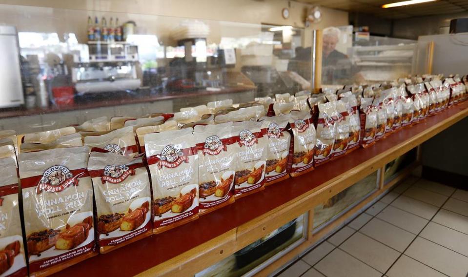 Old West Cinnamon Rolls sells bags of its mix at the Pismo Beach shop.