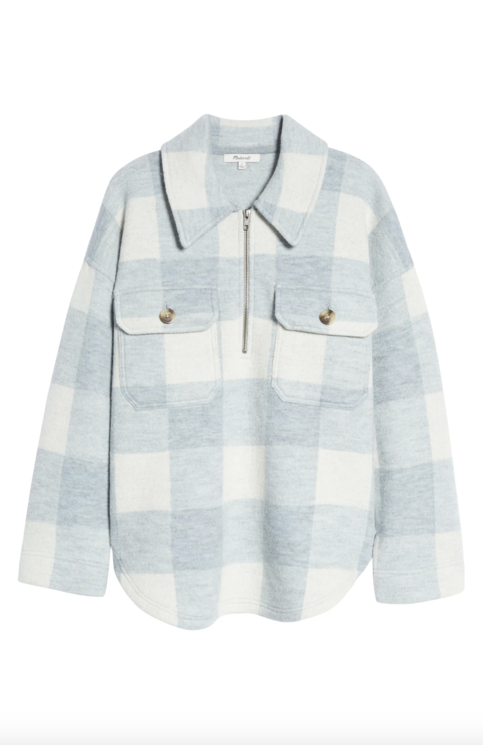 <p><strong>Madewell</strong></p><p>nordstrom.com</p><p><a href="https://go.redirectingat.com?id=74968X1596630&url=https%3A%2F%2Fwww.nordstrom.com%2Fs%2Fmadewell-buffalo-check-boiled-merino-wool-popover-sweater%2F6431906&sref=https%3A%2F%2Fwww.harpersbazaar.com%2Ffashion%2Ftrends%2Fg38151228%2Fnordstrom-black-friday-cyber-monday-deals-2021%2F" rel="nofollow noopener" target="_blank" data-ylk="slk:Shop Now;elm:context_link;itc:0;sec:content-canvas" class="link ">Shop Now</a></p><p><strong><del>$168</del> $99</strong></p><p>Every woman on your gifting list will love opening a cozy <a href="https://www.harpersbazaar.com/fashion/trends/g37929470/shacket-womens-shirt-jacket/" rel="nofollow noopener" target="_blank" data-ylk="slk:shacket;elm:context_link;itc:0;sec:content-canvas" class="link ">shacket</a>. We won't tell if that list includes you. </p>