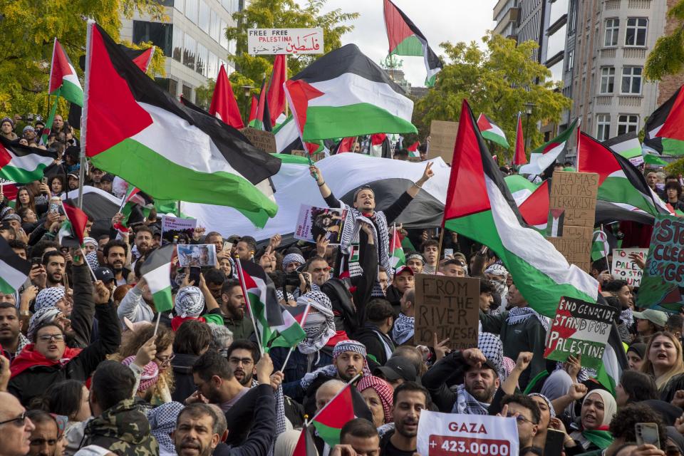 Demonstrators pictured during a demonstration 