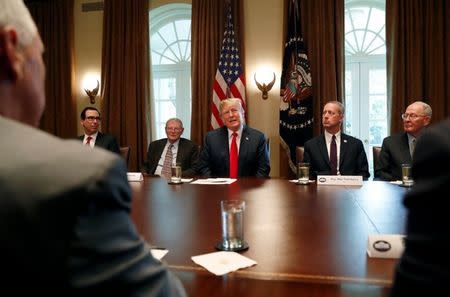 U.S. President Donald Trump takes part in a meeting in the Cabinet Room about immigration at the White House in Washington, D.C., U.S., June 20, 2018. REUTERS/Leah Millis