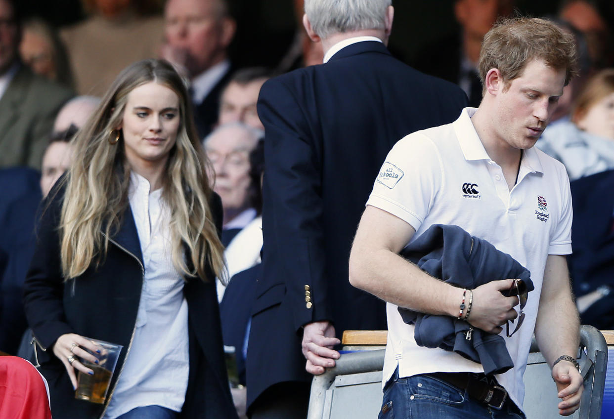Cressida Bonas and Prince Harry attending a rugby match in London on March 9, 2014. (Photo: Stefan Wermuth / Reuters)