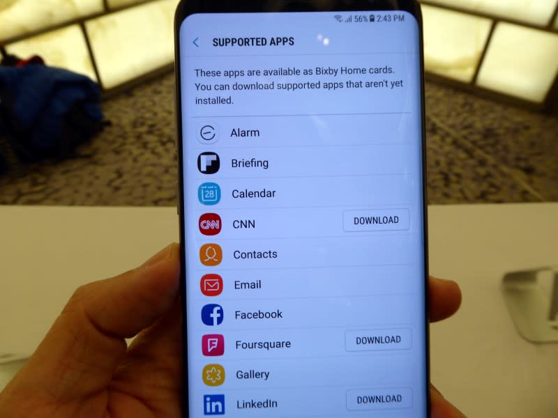 A good way to check the current list of supported Bixby apps and if you’ve already got them installed.