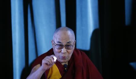 Tibetan spiritual leader, the Dalai Lama speaks during a news conference at Magdalene College in Oxford, Britain September 14, 2015. REUTERS/Darren Staples