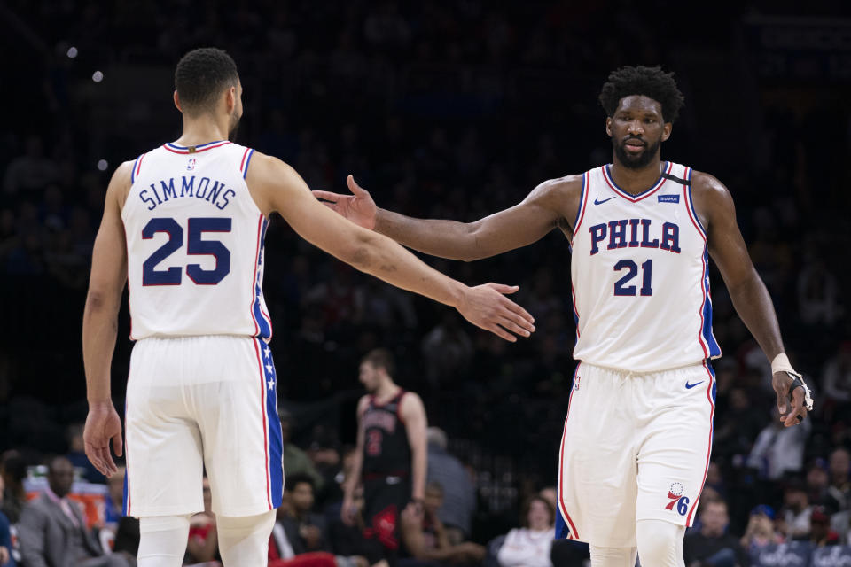 The offensive fit between Ben Simmons and Joel Embiid is an obstacle the Sixers have yet to overcome. (Mitchell Leff/Getty Images)