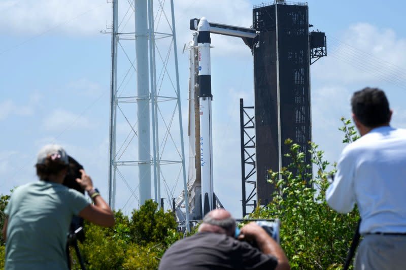 Photographers set up as a SpaceX Falcon 9 rocket that will deliver Nasa's Crew-7 mission to the ISS into orbit is readied for launch at Launchpad 39A at the Kennedy Space Center, Florida on Thursday. File Photo by Pat Benic/UPI