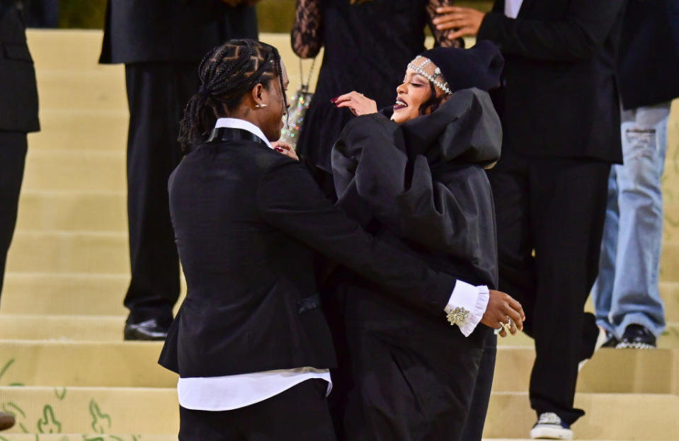 Rocky and Rihanna hug, laughing