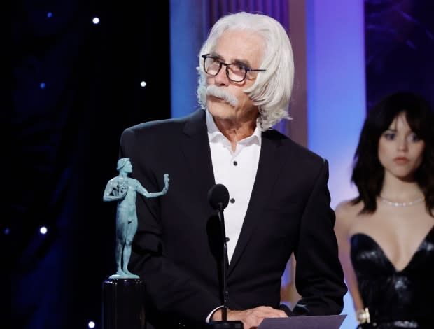 Sam Elliott accepts the Outstanding Performance by a Male Actor in a Television Movie or Limited Series award for “1883” onstage during the 29th Annual Screen Actors Guild Awards at Fairmont Century Plaza on Feb. 26, 2023, in Los Angeles.<p><a href="https://www.gettyimages.com/detail/1469859909" rel="nofollow noopener" target="_blank" data-ylk="slk:Kevin Winter/Getty Images;elm:context_link;itc:0;sec:content-canvas" class="link ">Kevin Winter/Getty Images</a></p>