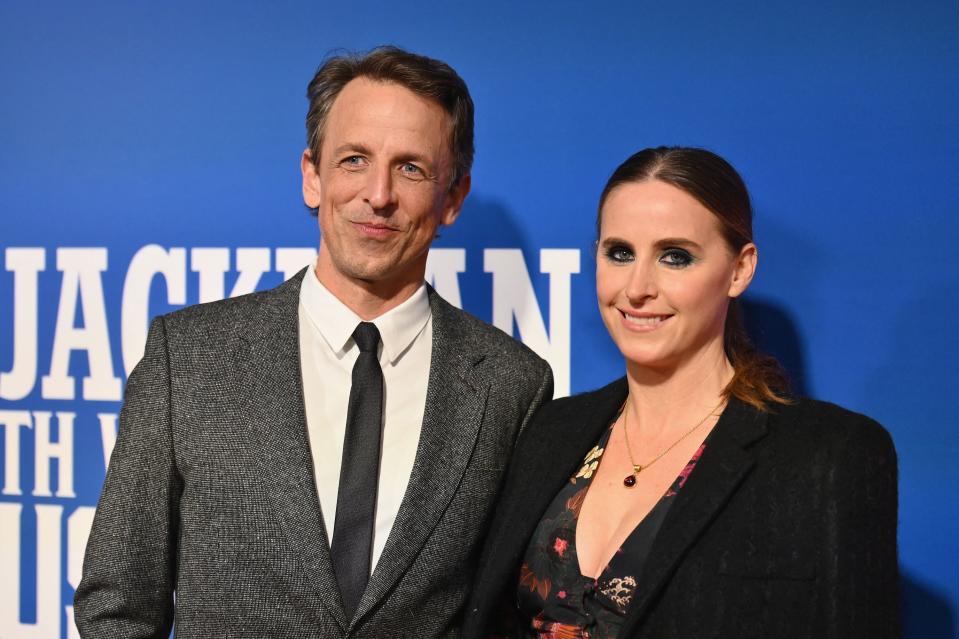 Seth Meyers and Alexi Ashe at opening night of "the Music Man" on Broadway