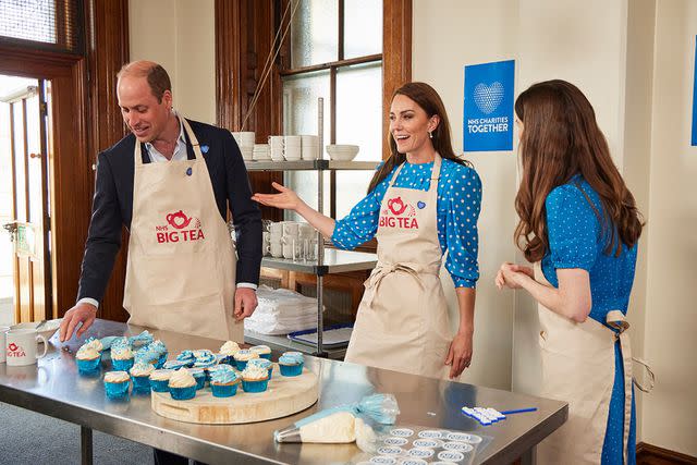 <p>Tom Dymond/REX Shutterstock</p> Prince William and Catherine Princess of Wales and baker Alice Fevronia