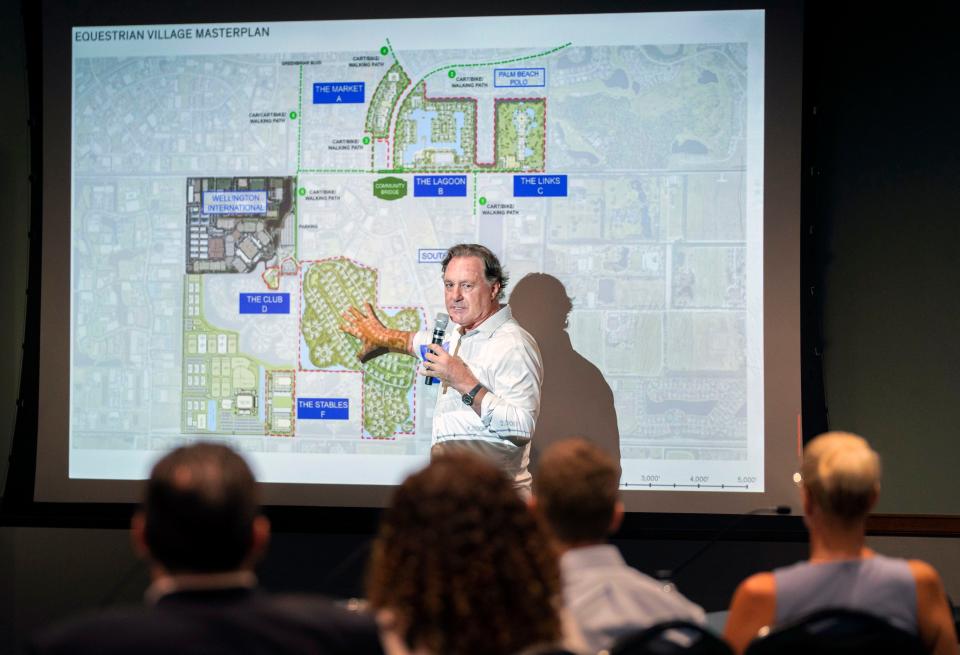 Mark Bellissimo presents his expansion plans proposal to the village's Equestrian Preserve Committee in Wellington, Florida on September 7, 2022.