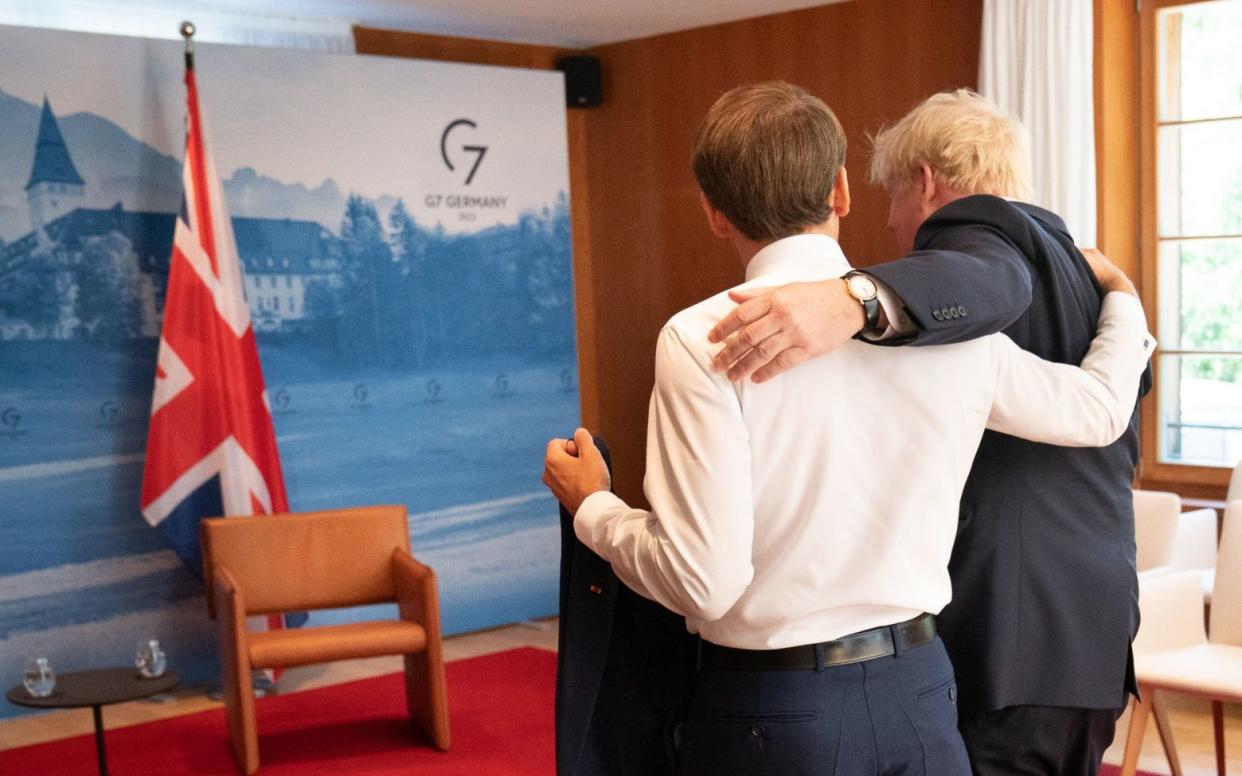 Boris Johnson with President Emmanuel Macron of Frances at the G7 summit in Bavaria - Stefan Rousseau/PA