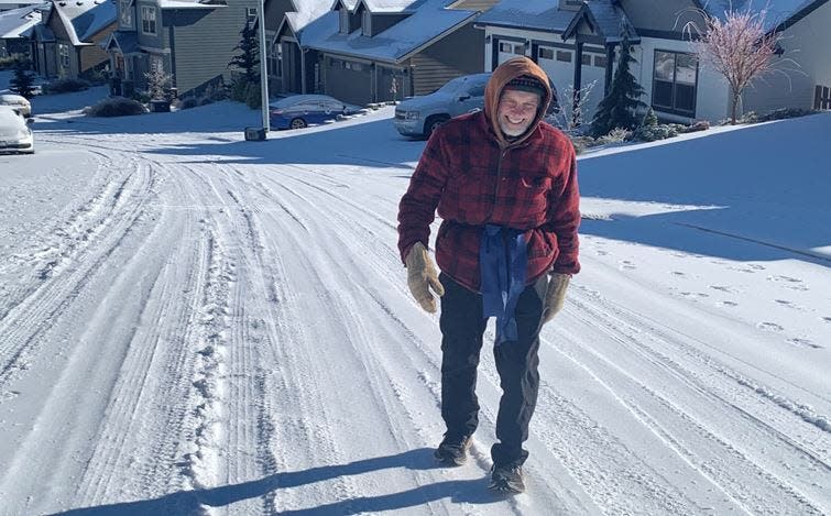 Michael Powell of Salem walks twice a day and said he hasn't any of them during the weekend winter storms. "This is wonderful. It's just beautiful," said Powell while walking in the sun on Sunday.