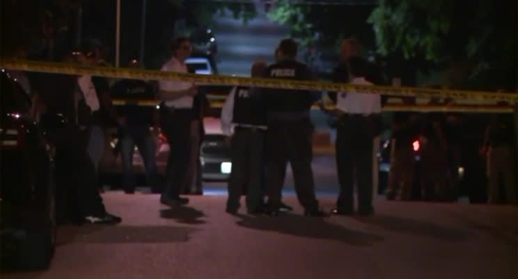 Screengrab at the scene after an off-duty police officer was shot by a fellow police officer in the North Pointe neighborhood of St. Louis on June 22, 2017. 