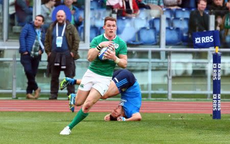 Rugby Union - Italy v Ireland - Six Nations Championship - Stadio Olimpico, Rome - 11/2/17 Ireland's Craig Gilroy scores a try Reuters / Alessandro Bianchi Livepic