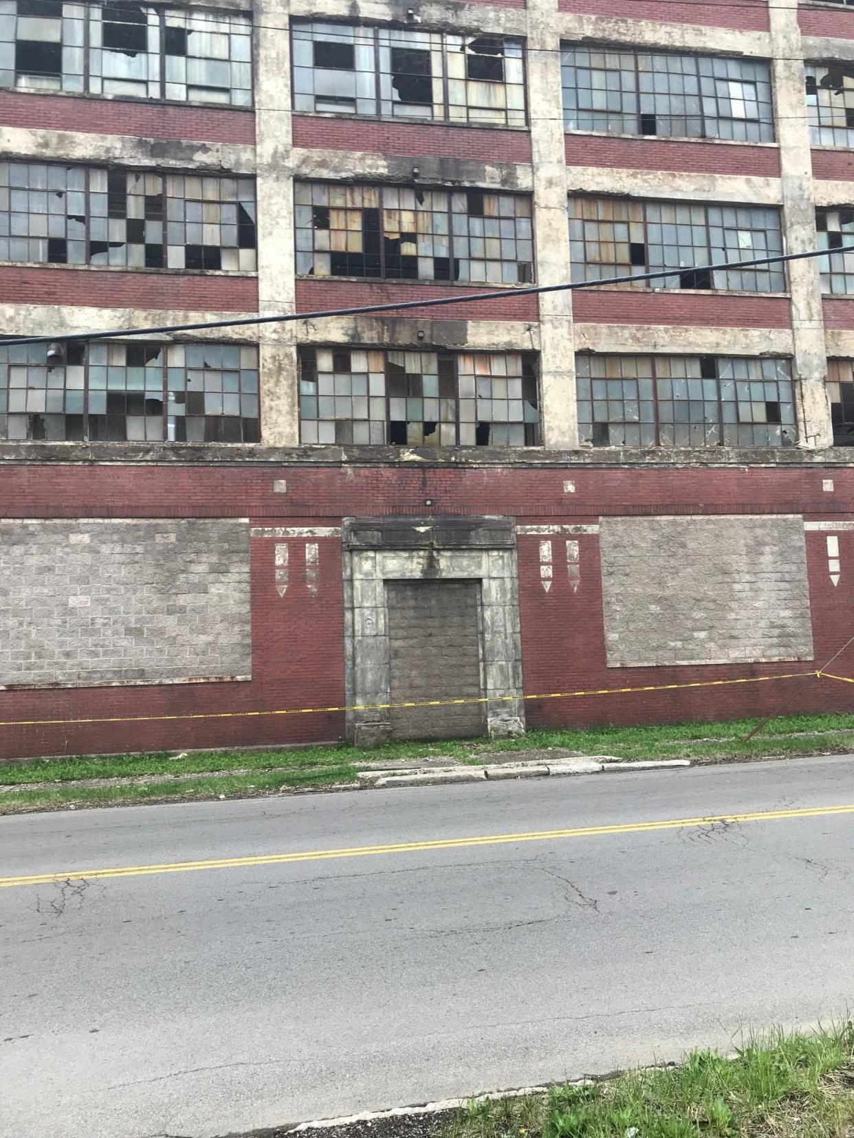 This is the doorframe of the former Westinghouse "A" building that historic preservation groups want to save as a monument to Westinghouse, manufacturing history, and women in the workforce. The building at 200 E. Fifth St. is slated to be demolished.