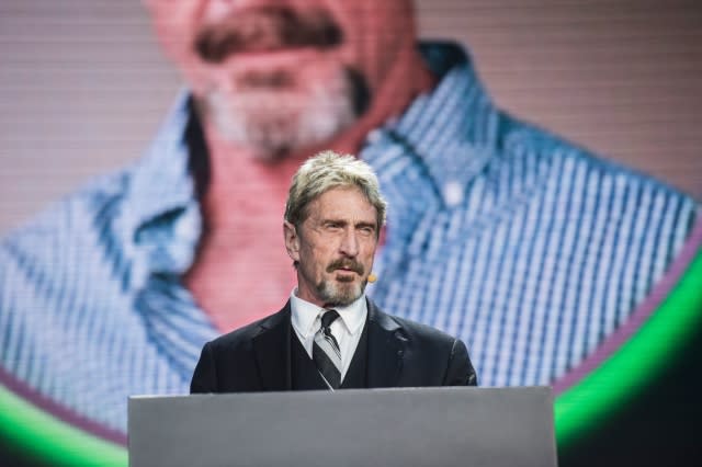 John McAfee, founder of the eponymous anti-virus company, speaks during the China Internet Security Conference in Beijing on August 16, 2016. / AFP / FRED DUFOUR        (Photo credit should read FRED DUFOUR/AFP via Getty Images)