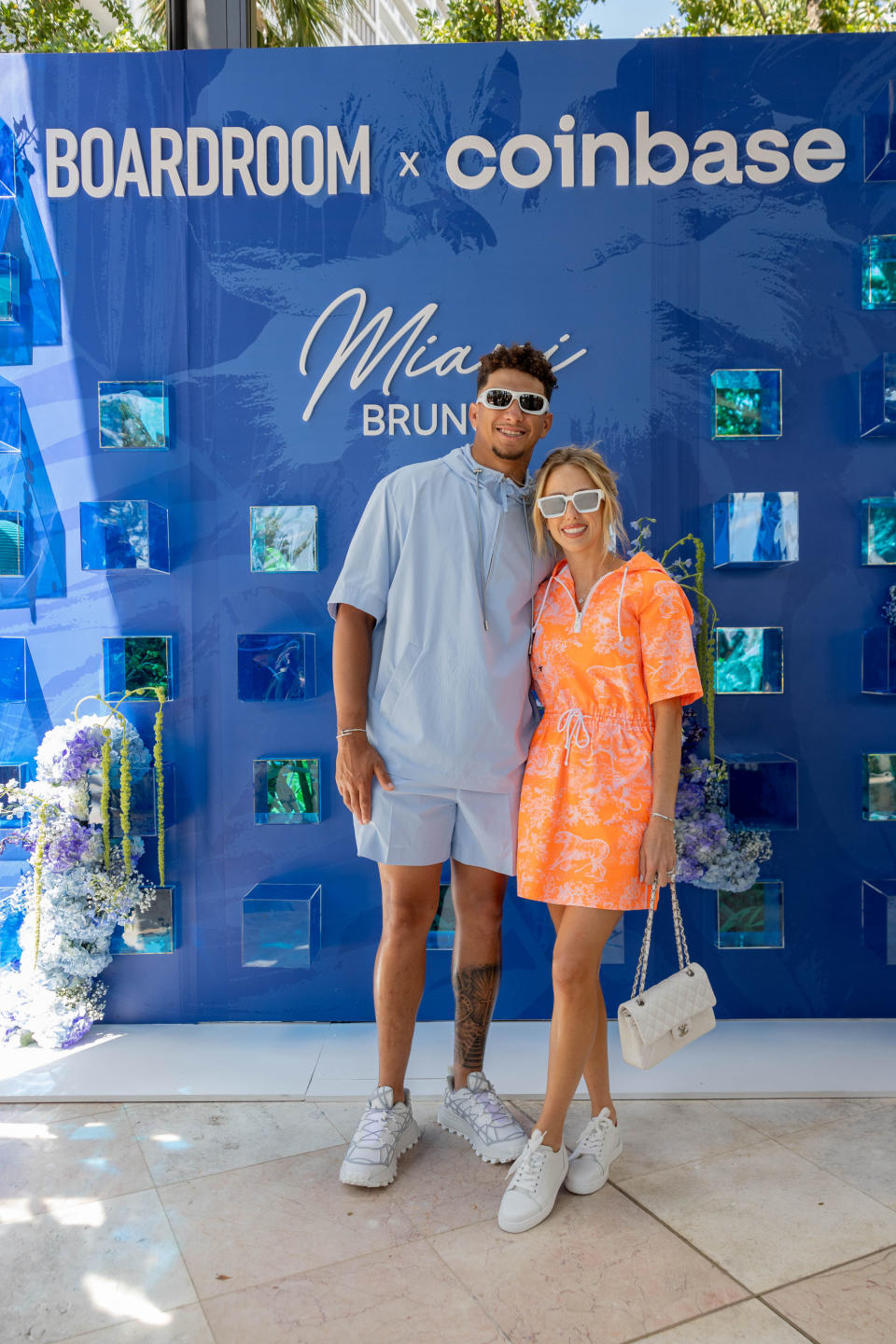 Patrick Mahomes and Brittany Mahomes attend a Boardroom x Coinbase brunch at Casadonna.