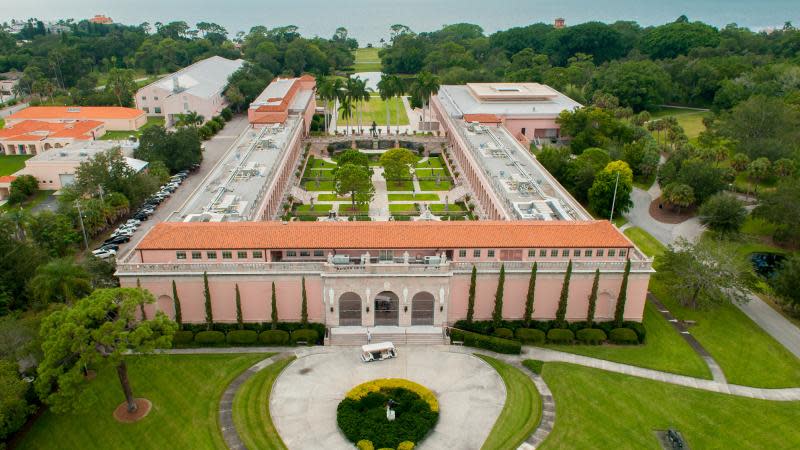 An aerial view of the John and Mable Ringling Museum of Art, which was left to the state of Florida on the death of John Ringling.