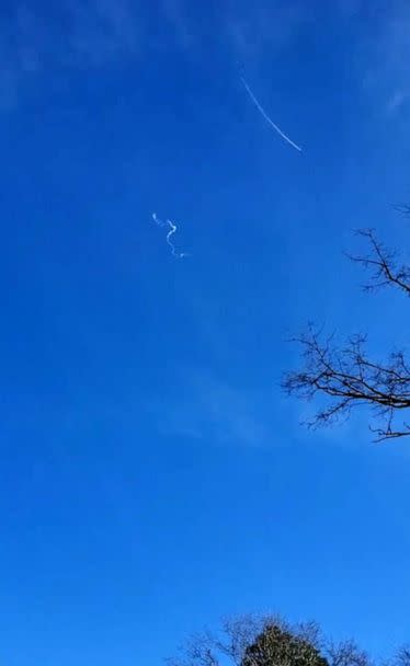 PHOTO: In this screen grab from a video, the balloon is shown being shot down off the coast of South Carolina, on Feb. 4, 2023. (Courtesy Tom Milan)