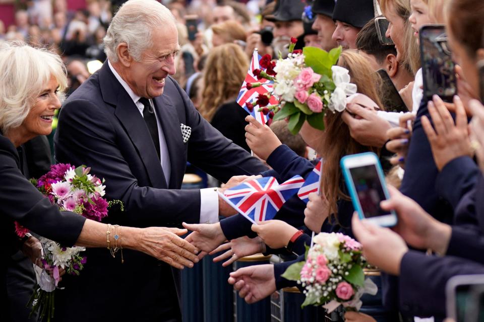 King Charles III met crowds outside City Hall (POOL/AFP via Getty Images)