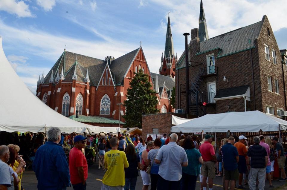 A crowd gathers at the Sweetest Heart of Mary pierogi festival that's held annually.