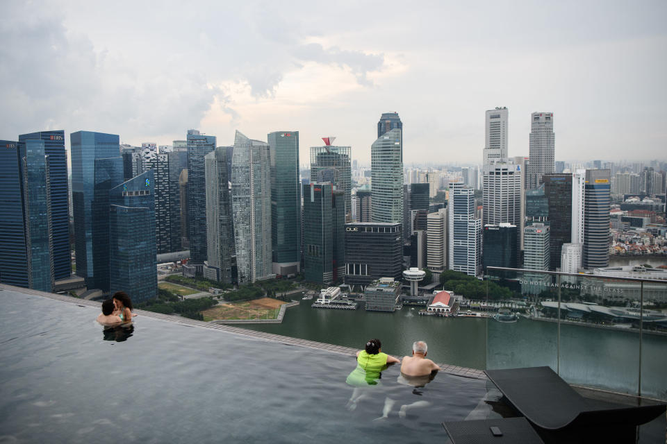 A view from the rooftop of Marina Bay Sands resort hotel. (PHOTO: AFP)