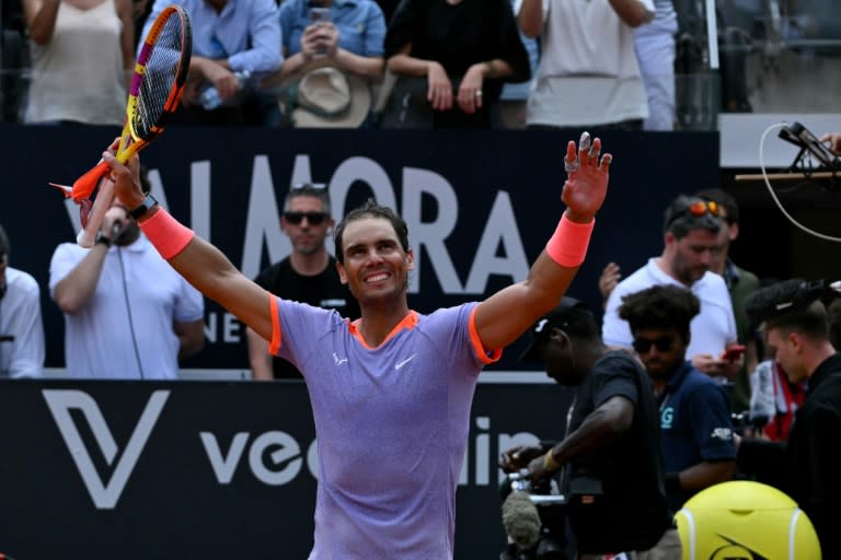 A relieved Rafael Nadal battled through to the second round of the Rome Open with a hard-fought wihjn over qualifier Zizou Bergs (Andreas SOLARO)