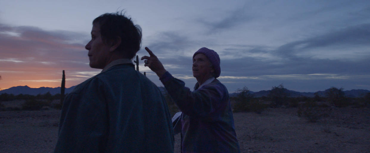 Frances McDormand and Charlene Swankie in "Nomadland," now streaming on Hulu. (Photo: Searchlight Pictures)