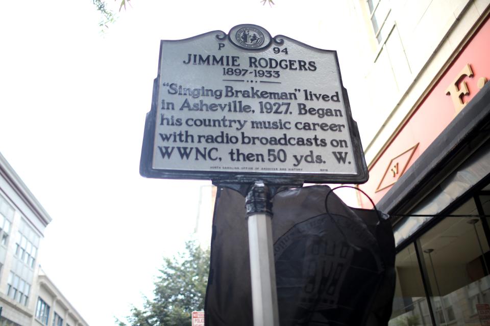 Former Asheville resident and singer Jimmie Rodgers was honored with the dedication of an N.C. Highway Historical Marker at Haywood Street at Battery Park Avenue, as part of Jimmie Rodgers Day in Asheville.