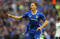 <p>Nemanja Matic celebrates scoring a wonder goal against Tottenham to seal passage for Chelsea to the FA Cup Final </p>