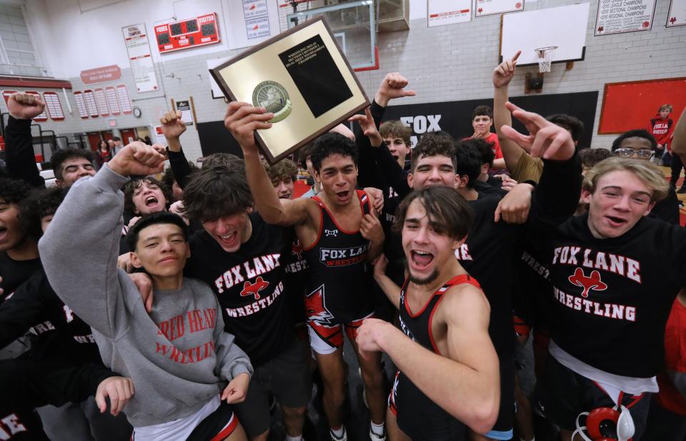 Fox Lane defeated Mahopac for their fifth straight Section 1 Dual meet Tourney title at Fox Lane Dec. 20, 2022.  