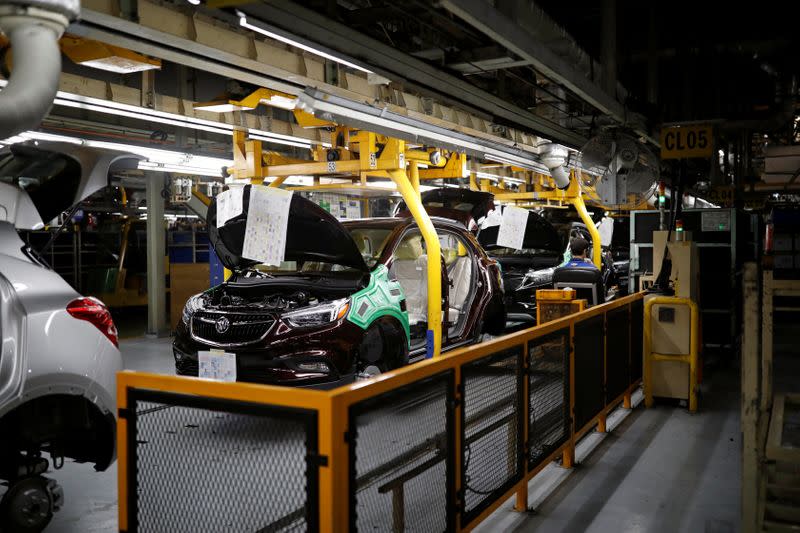 Vehicles are assembled at an assembly line of GM Korea's Bupyeong plant in Incheon