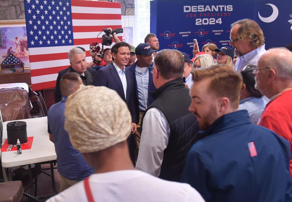 Florida Governor and GOP presidential hopeful Ron DeSantis made a stop at the American Legion Post 28 in Spartanburg on Oct. 4, 2023. After the event DeSantis took time to spend with guests that came to the event.