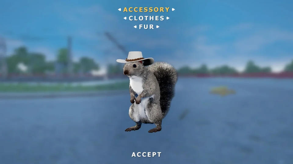 Spend acorns on new outfits for your rambunctious new pet (Squirrel with a Gun)