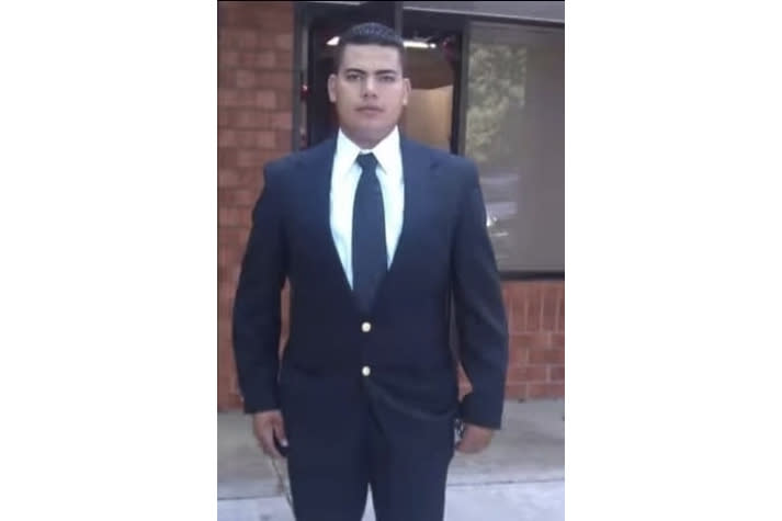 This 2018 photo courtesy of Martin Suazo Sandoval shows Maynor Yassir Suazo Sandoval after attending a religious service in Baltimore, Maryland. Maynor is one of the missing people who was part of a maintenance crew on the bridge in Baltimore that collapsed, according to his brother Martin. (Martin Suazo Sandoval via AP)