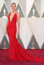 <p>Theron sizzles in a red hot Dior number. <i>(Photo: Getty).</i> </p>