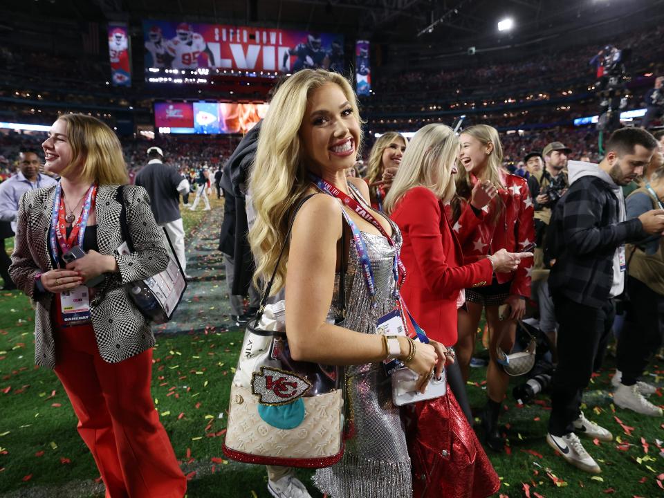 Gracie Hunt, daughter of Kansas City Chiefs CEO Clark Hunt, poses for a picture after the Kansas City Chiefs beat the Philadelphia Eagles in Super Bowl LVII