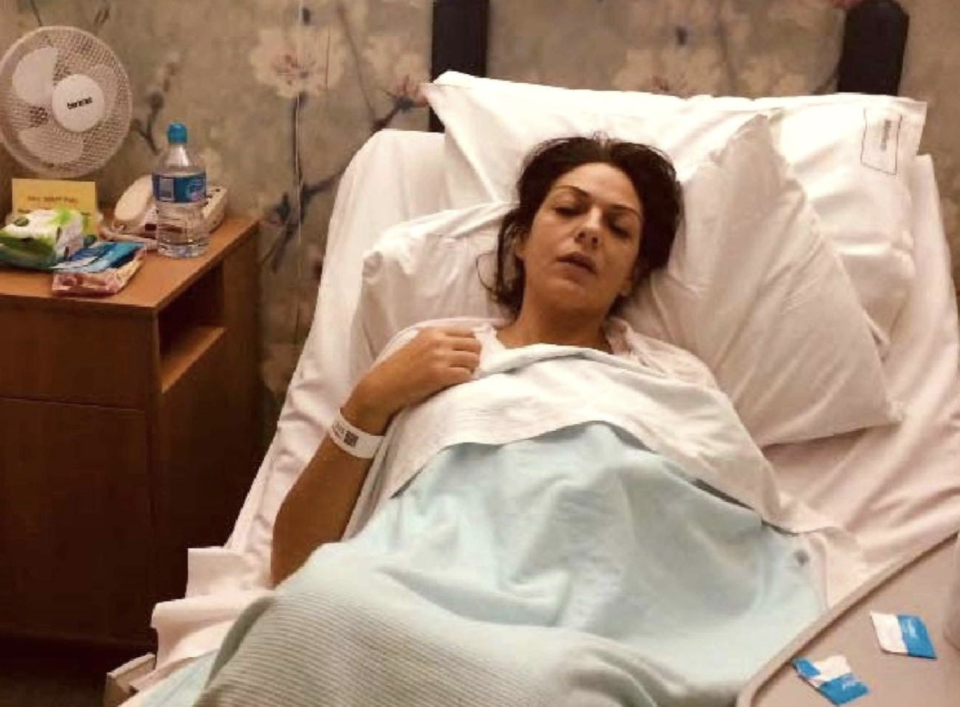 Nicole Elkabbas' allegedly staged picture of her in a hospital bed.