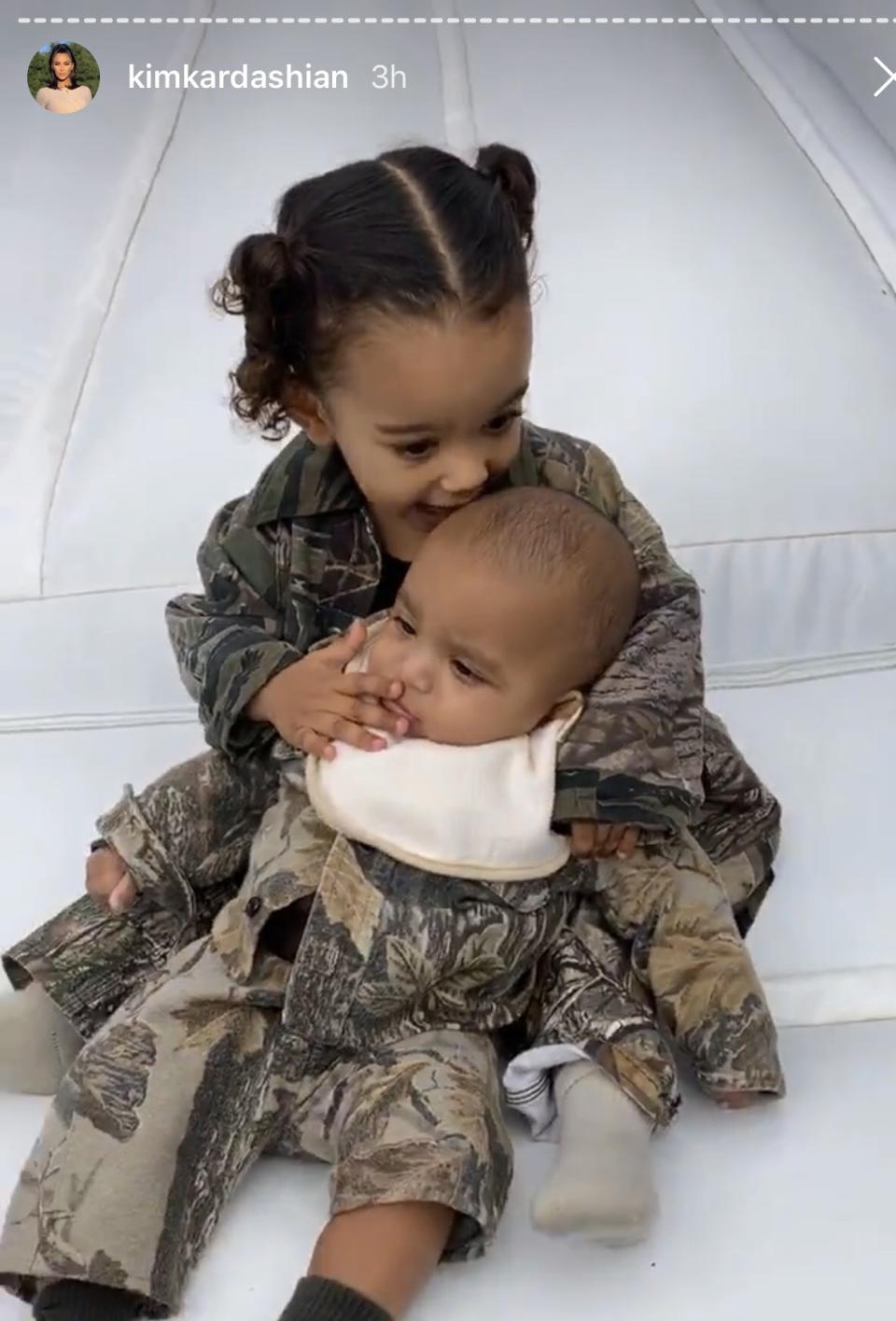 Kim Kardashian's two youngest children, Chicago West, and Psalm West, hang together at Saint West's 4th birthday party. (Instagram/KimKardashian)