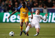 Soccer Football - Champions League - APOEL Nicosia vs Real Madrid - GSP Stadium, Nicosia, Cyprus - November 21, 2017 Real Madrid’s Luka Modric in action with Apoel Nicosia’s Vinicius Junior REUTERS/Yiannis Kourtoglou