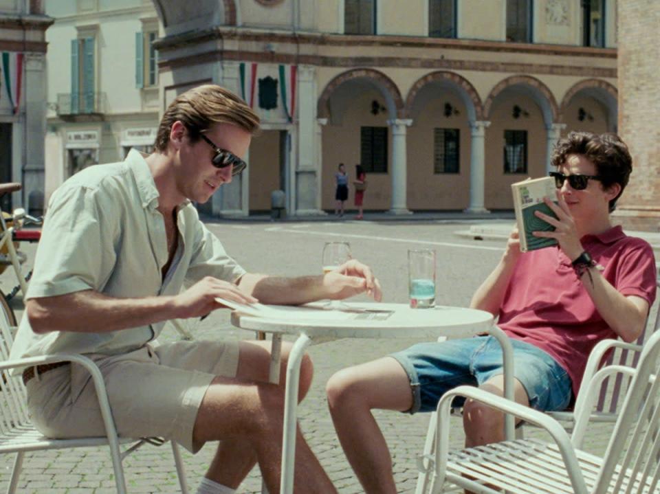 Armie Hammer (left) and Timothee Chalamet (right) on 'Call Me By Your Name' (Sony)