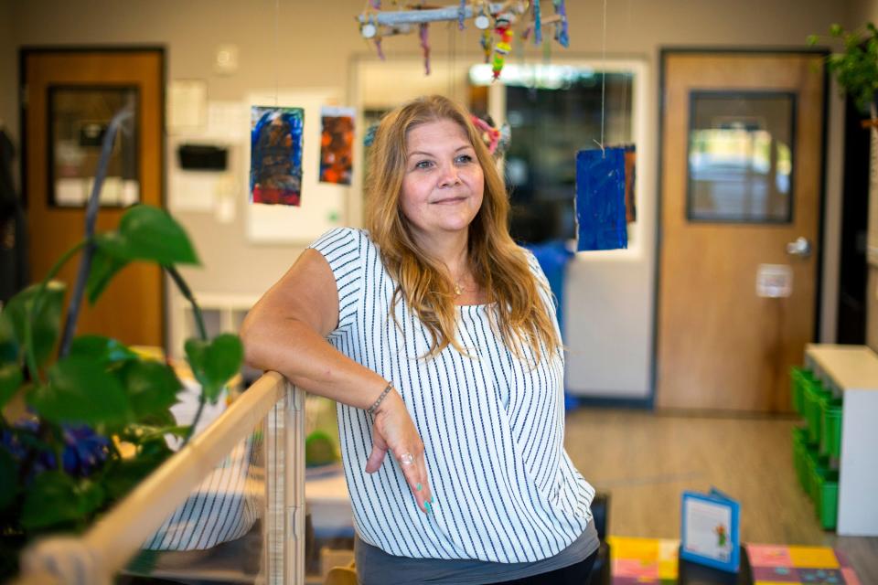 Diana Niermann, CEO of Kozy Kids Enrichment Center, is pictured at the child care center on July 30, 2020 in Portland, Oregon. Since the coronavirus started, attendance at the center dropped from more than 90 children to 17.