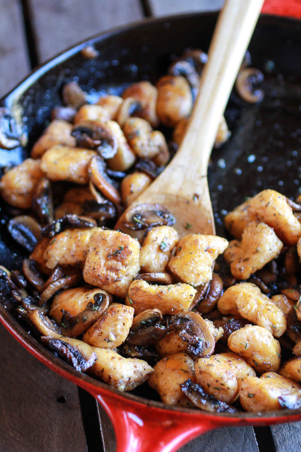 <strong>Get the <a href="http://www.halfbakedharvest.com/crispy-brown-butter-sweet-potato-gnocchi-balsamic-caramelized-mushrooms-goat-cheese/">Crispy Brown Butter Sweet Potato Gnocchi with Balsamic Caramelized Mushrooms recipe</a>&nbsp;from Half Baked Harvest</strong>
