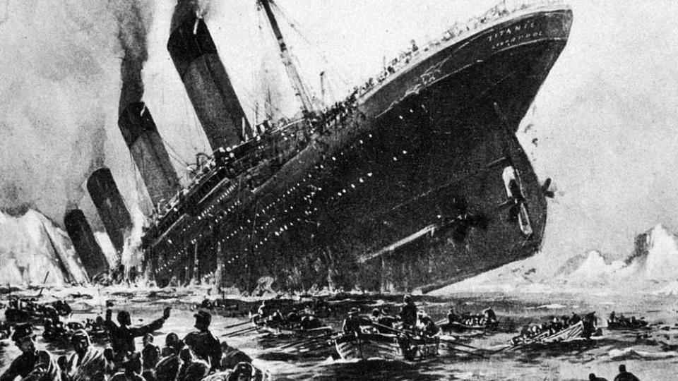 Recreación del hundimiento del Titanic el 15 de abril de 1912.