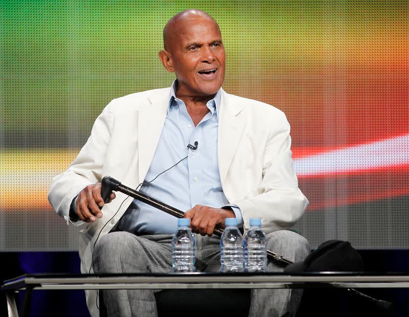 FILE PHOTO: Singer, actor and activist Harry Belafonte speaks during a session about a documentary on his life 'Sing Your Song' during the HBO sessionat the 2011 Summer Television Critics Association Cable Press Tour in Beverly Hills