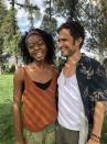 <p>"This was me with [co-star] Gael García Bernal during filming in L.A., where we did two weeks after spending about a month in Chicago. This was at a house we filmed in that was built in the 1950s or ’60s and still had that retro feel. It was a sweet day and a bit of a reprieve for me to come out of what Miranda had been dealing with in other scenes; it kept things light for both of us.” </p>