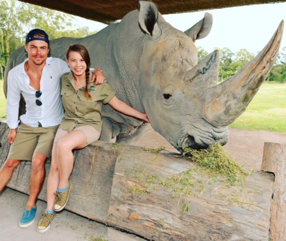 Derek Hough visits Bindi Irwin at Australia Zoo